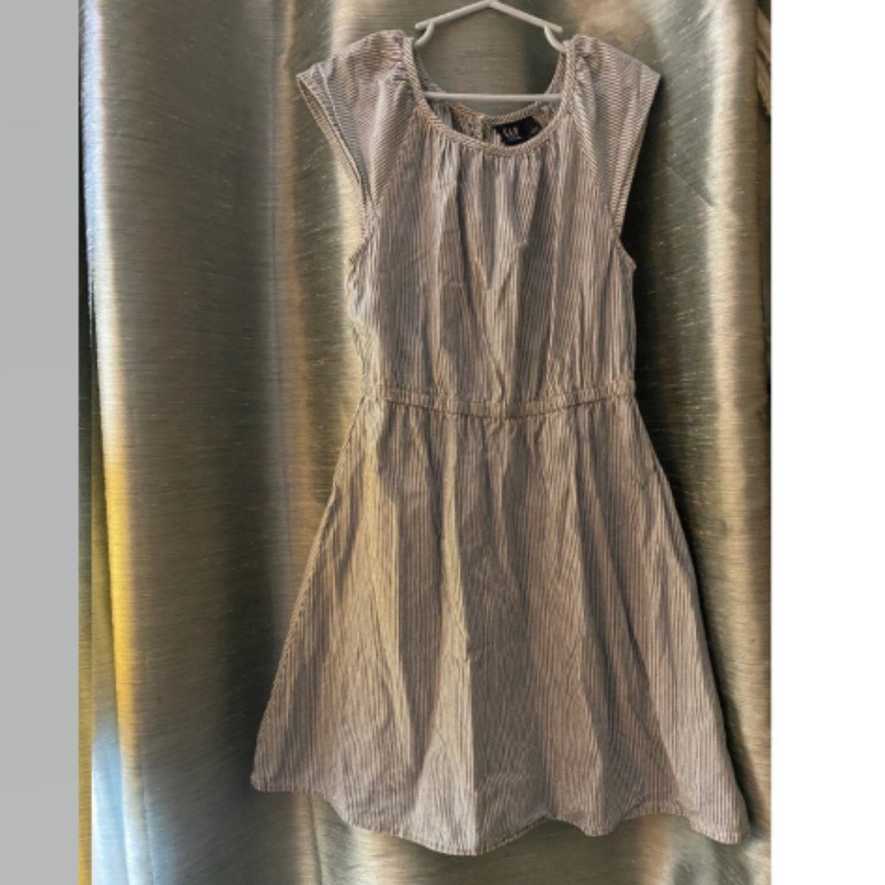 Gap Denim Flutter Sleeves Striped Dress